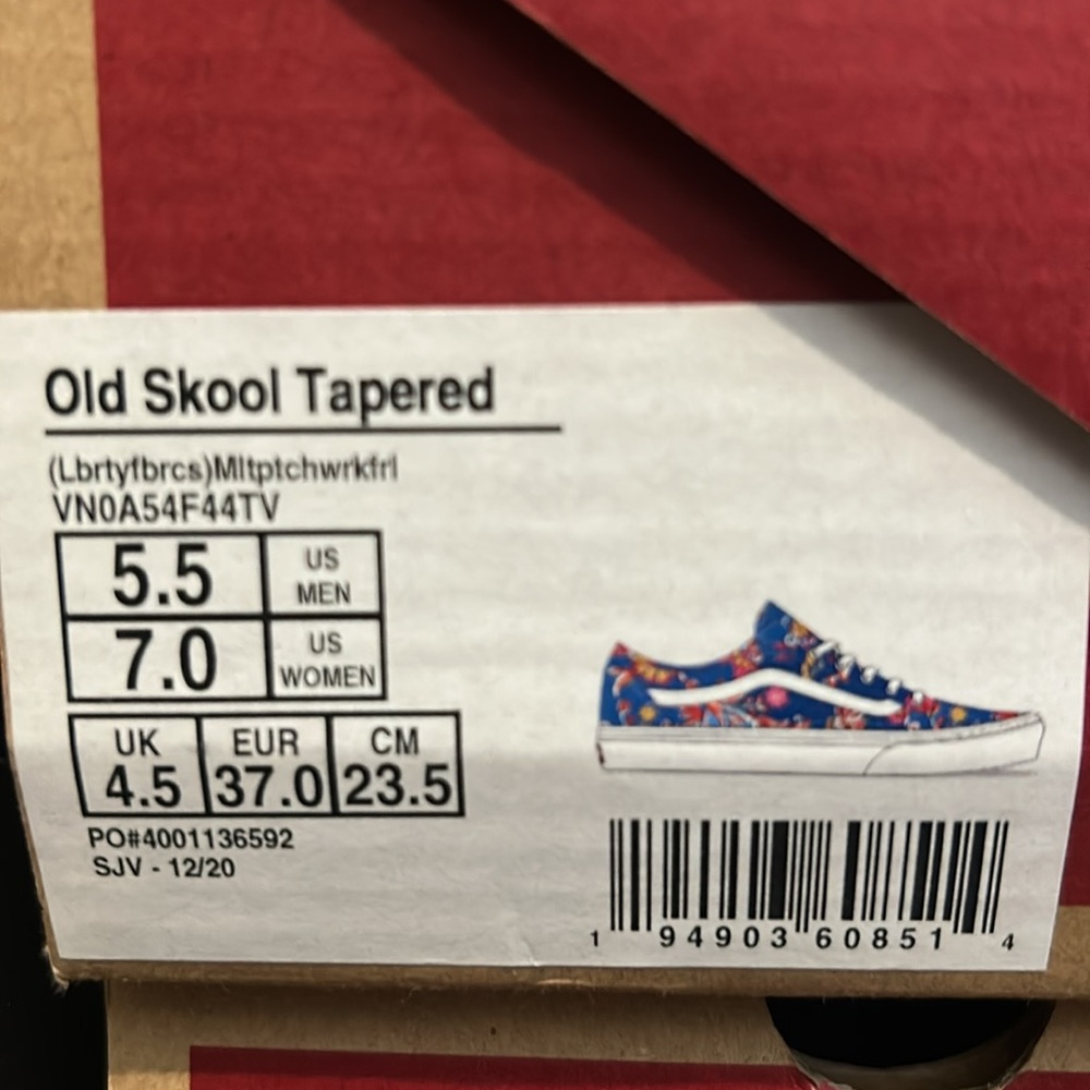 Vans Old Skool Tapered Blue and White Sneakers with Flowers Design - Picture 8 of 8